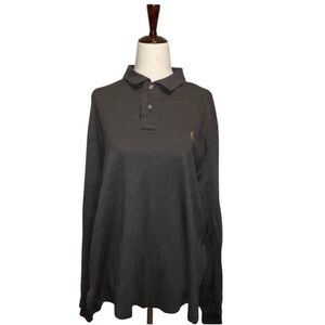 Long Sleeve Mens Charcoal Polo by Ralph Lauren
